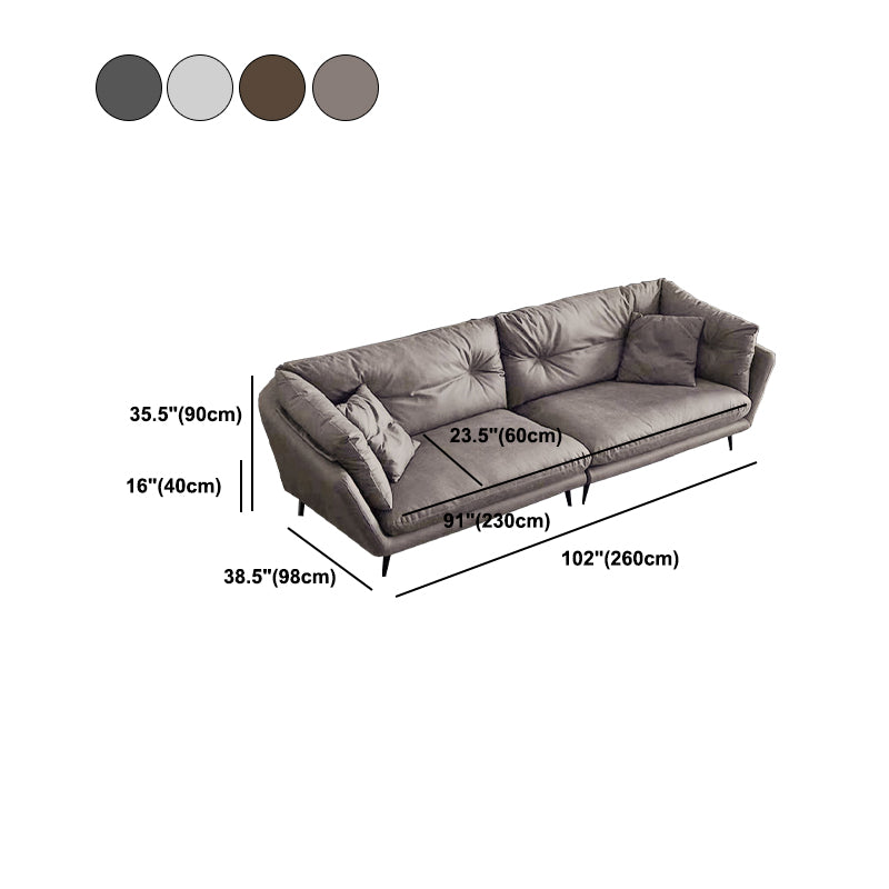 Faux Leather Tufted Contemporary Flared Arm Stain Resistant Sofa Couch