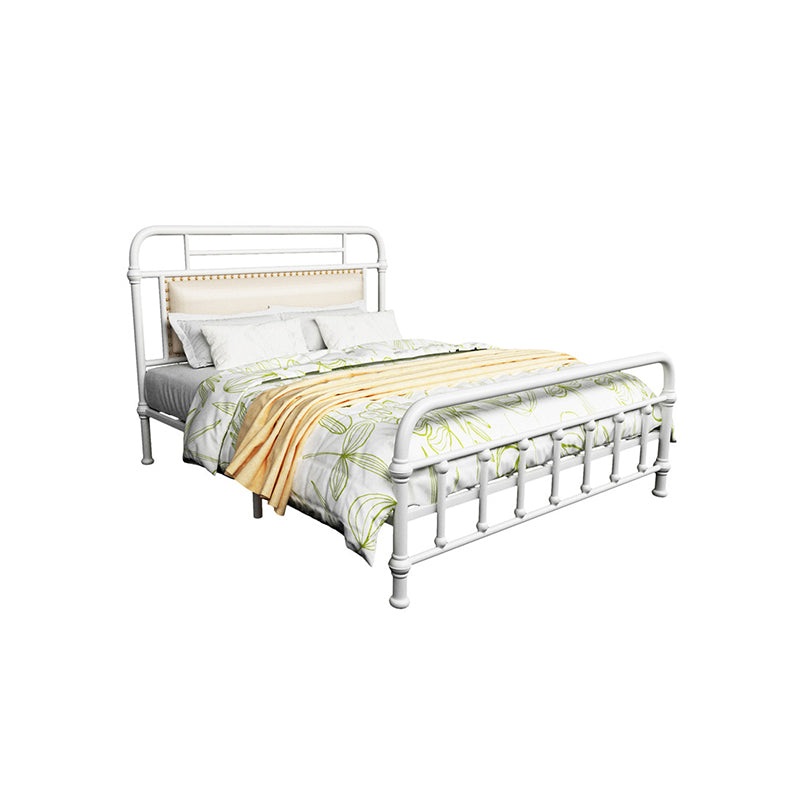 Industrial Metal Open-Frame Standard Bed, Rectangular Headboard Bed