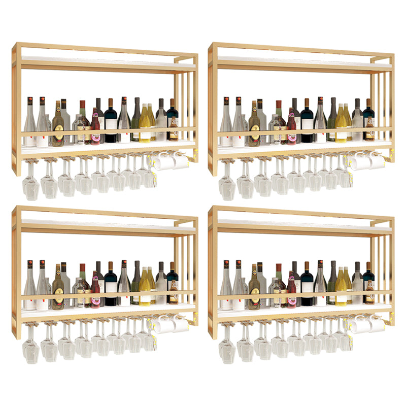 Metal Wall Mounted Wine Bottle & Glass Rack Glam Wine Rack with Stemware Holder