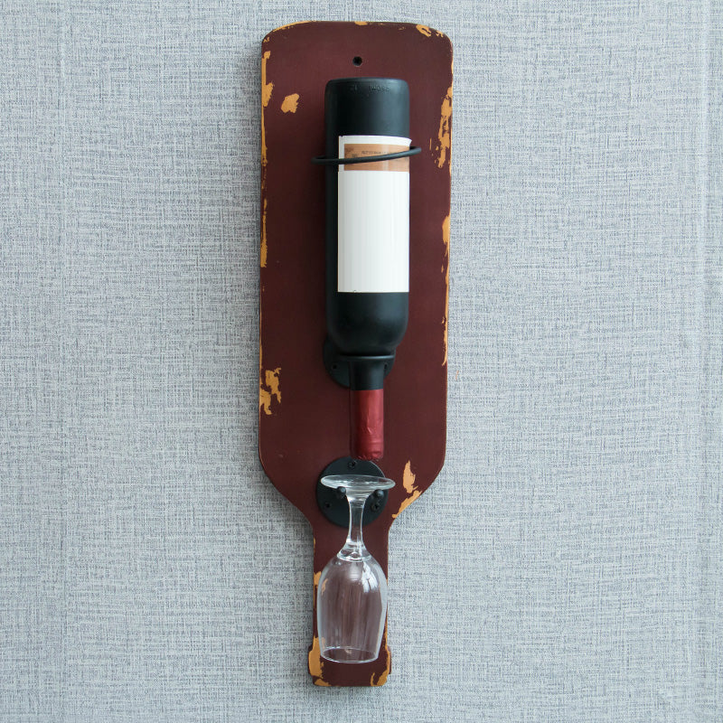 Metal Wall Mounted Wine Bottle & Glass Rack Industrial Wine Rack
