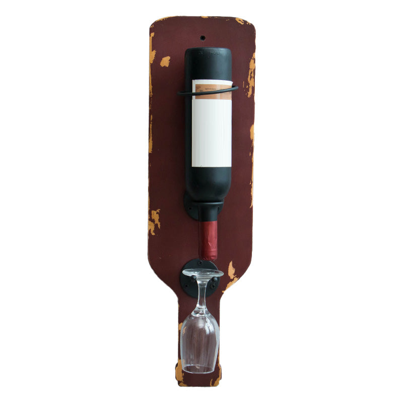 Metal Wall Mounted Wine Bottle & Glass Rack Industrial Wine Rack