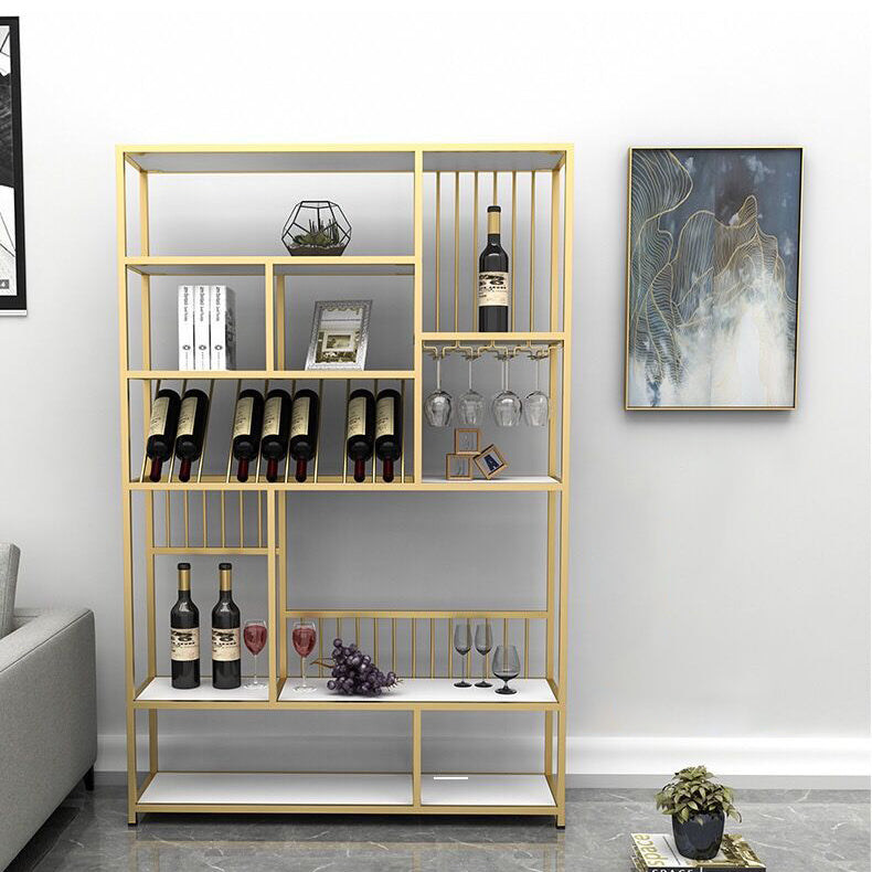 Modern Metal Wine Holder Rack 47.2" x 11.8" x 70.9" with Shelf Wine Racks Floor