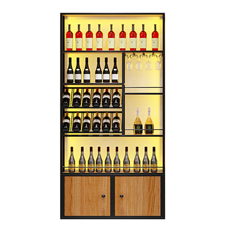 Metal Freestanding Wine Bottle & Glass Rack Glam Wine Rack with Shelf