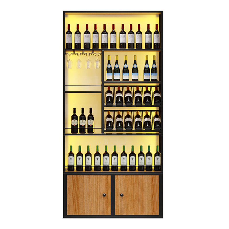 Metal Freestanding Wine Bottle & Glass Rack Glam Wine Rack with Shelf