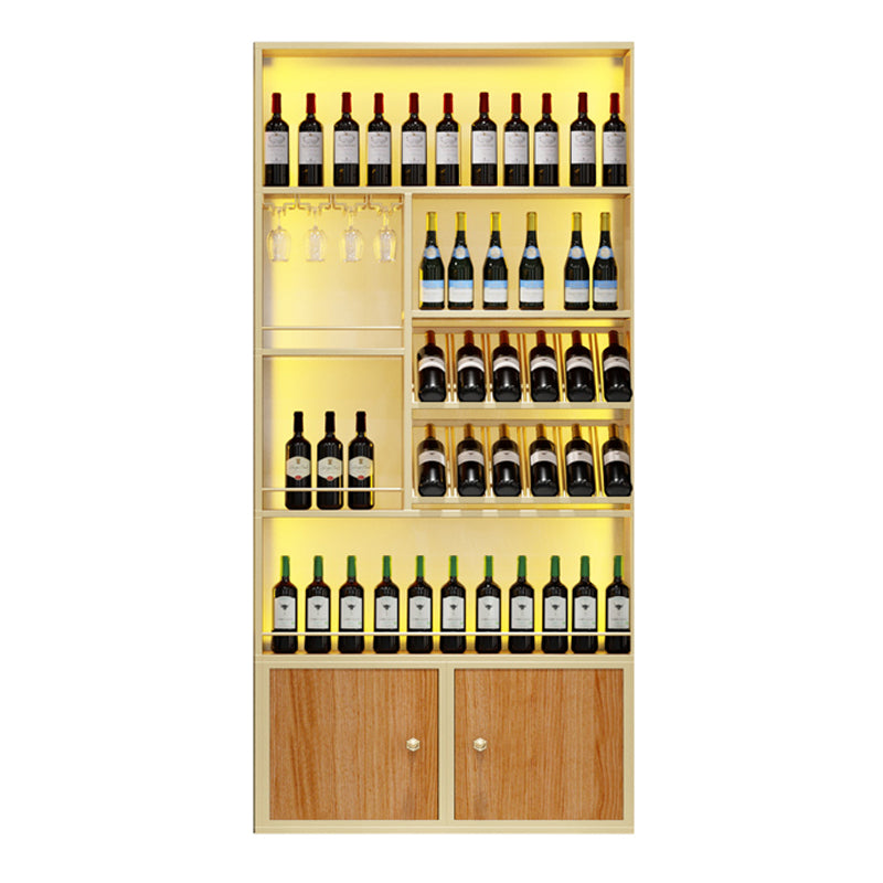 Metal Freestanding Wine Bottle & Glass Rack Glam Wine Rack with Shelf