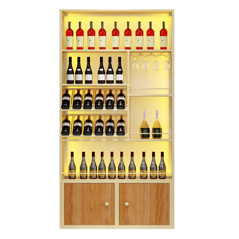 Metal Freestanding Wine Bottle & Glass Rack Glam Wine Rack with Shelf