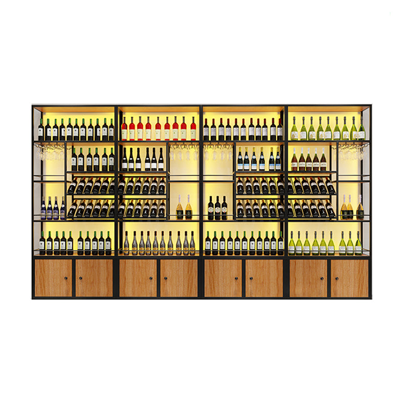 Metal Freestanding Wine Bottle & Glass Rack Glam Wine Rack with Shelf