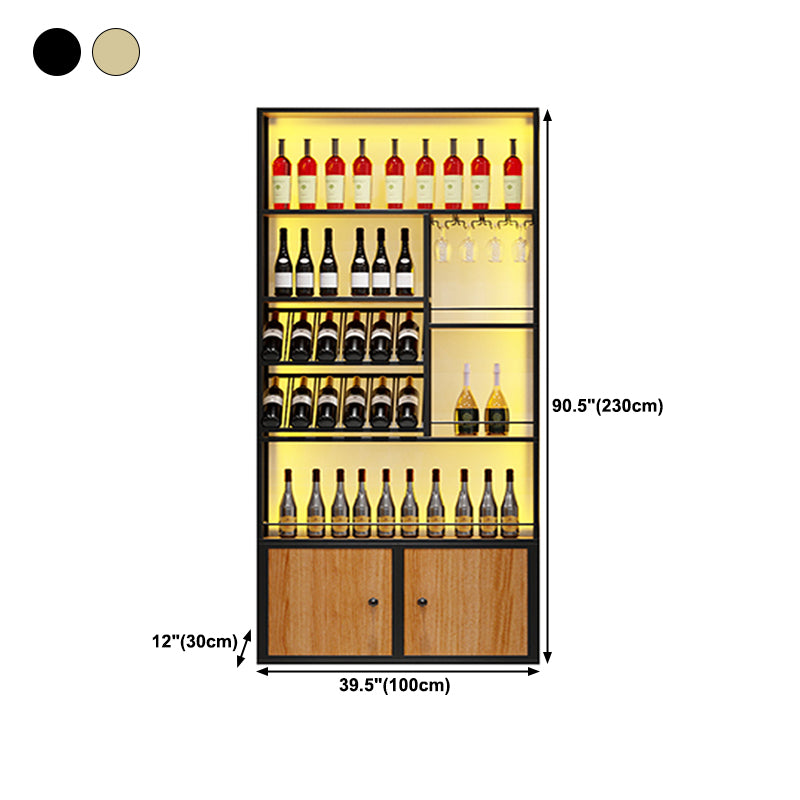 Metal Freestanding Wine Bottle & Glass Rack Glam Wine Rack with Shelf