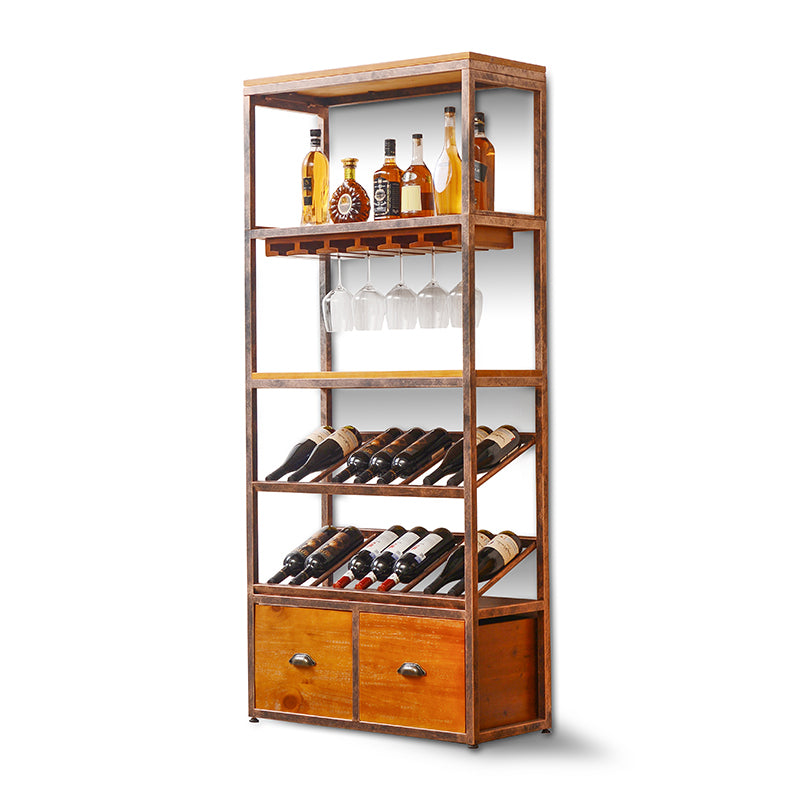 Industrial Wine Glass Stemware Rack Holder Floor Solid Wood Wine Rack Kit