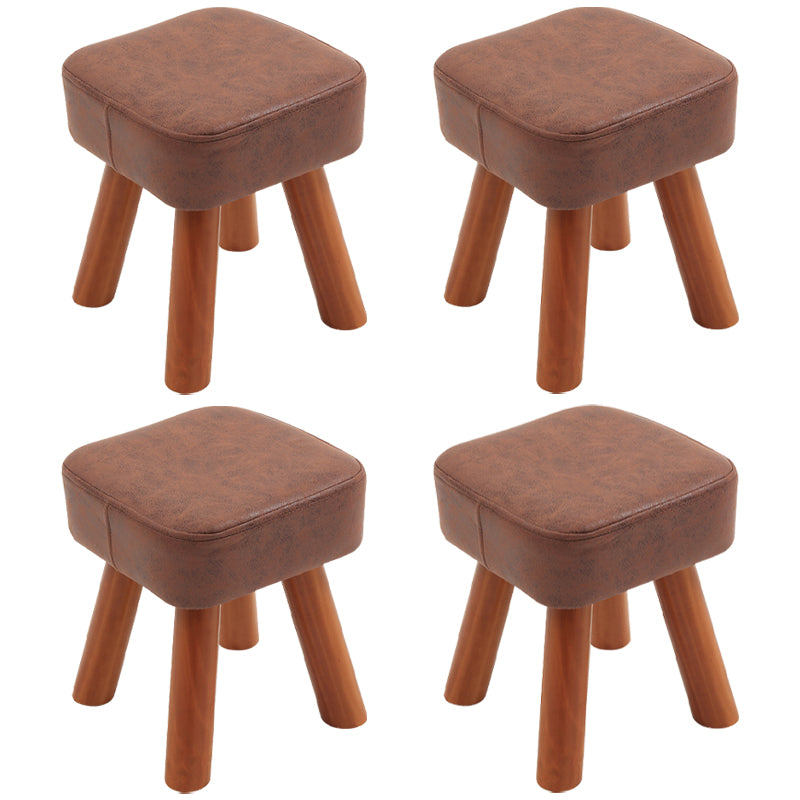 Stain Resistant Square Ottoman Solid Color Leather Standard for Living Room