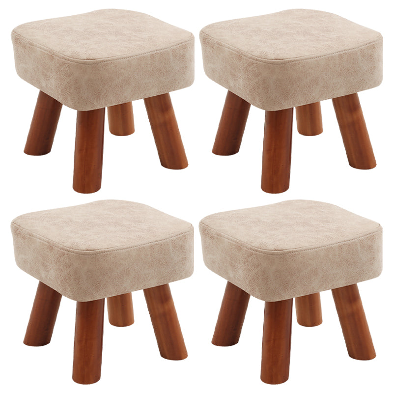 Stain Resistant Square Ottoman Solid Color Leather Standard for Living Room