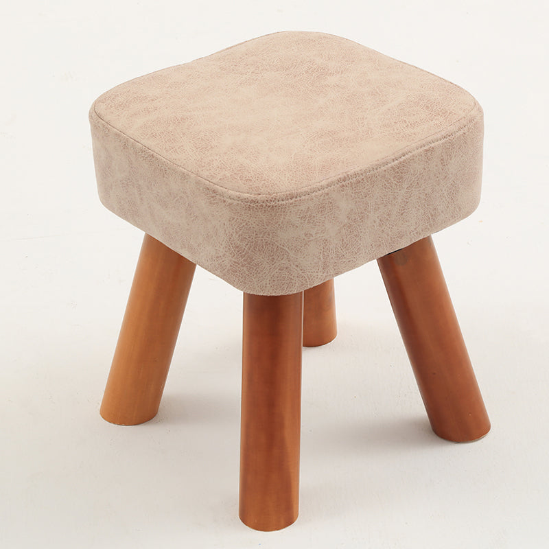 Stain Resistant Square Ottoman Solid Color Leather Standard for Living Room