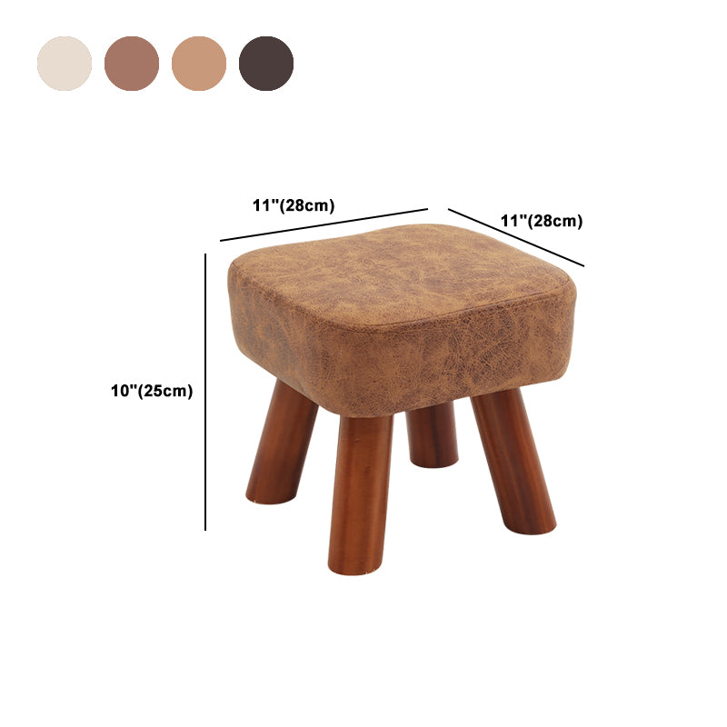 Stain Resistant Square Ottoman Solid Color Leather Standard for Living Room