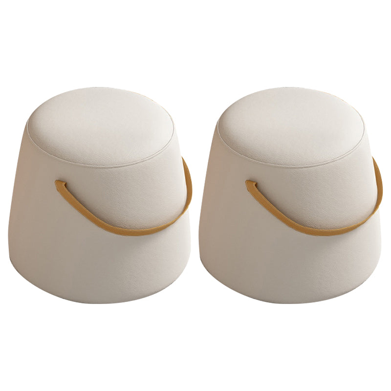 Contemporary Round Couch Ottoman Plain Cotton Water Resistant Target Pouf