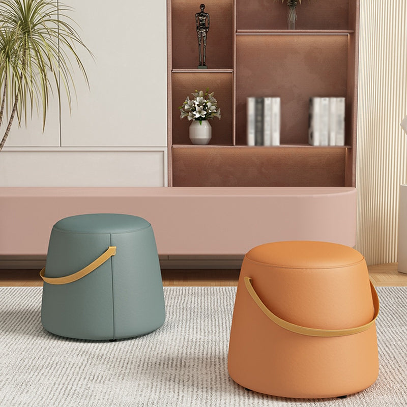 Contemporary Round Couch Ottoman Plain Cotton Water Resistant Target Pouf