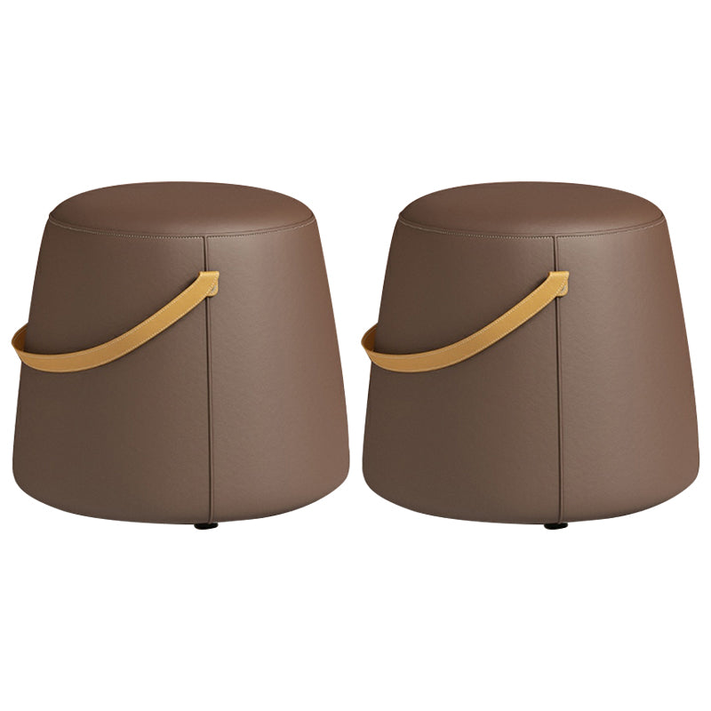 Contemporary Round Couch Ottoman Plain Cotton Water Resistant Target Pouf