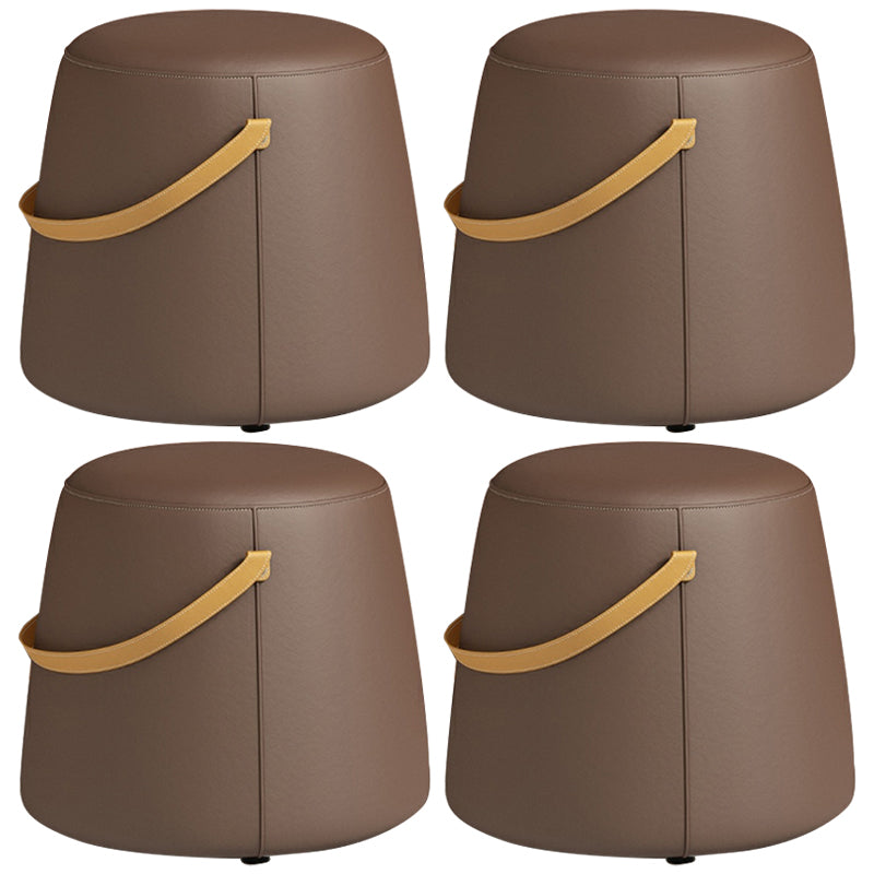 Contemporary Round Couch Ottoman Plain Cotton Water Resistant Target Pouf