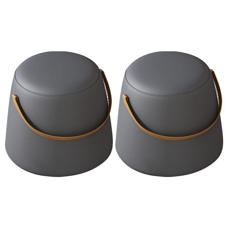 Contemporary Round Couch Ottoman Plain Cotton Water Resistant Target Pouf