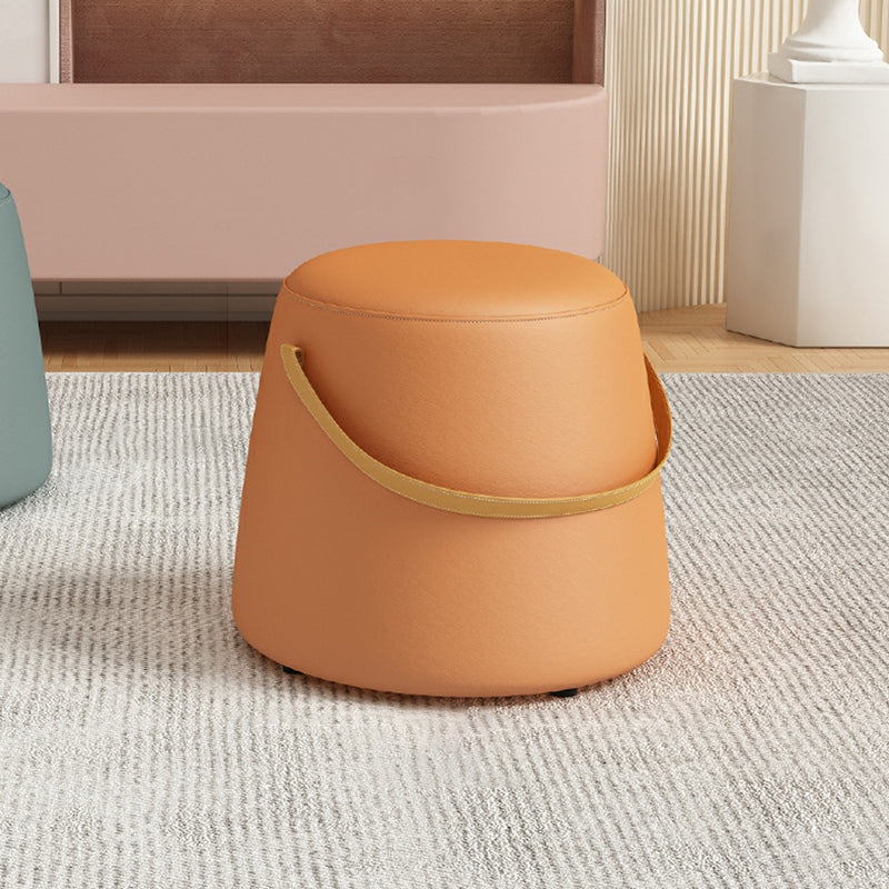 Contemporary Round Couch Ottoman Plain Cotton Water Resistant Target Pouf