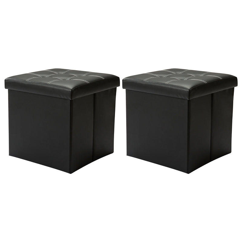Contemporary Standard PU Leather Solid Color Square Ottoman with Storage