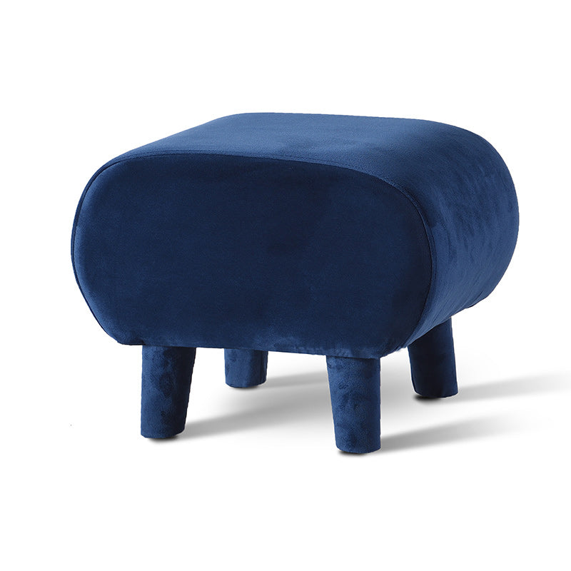Modern Stain Resistant Standard Oval Dark Blue Velvet Indoor Pouf