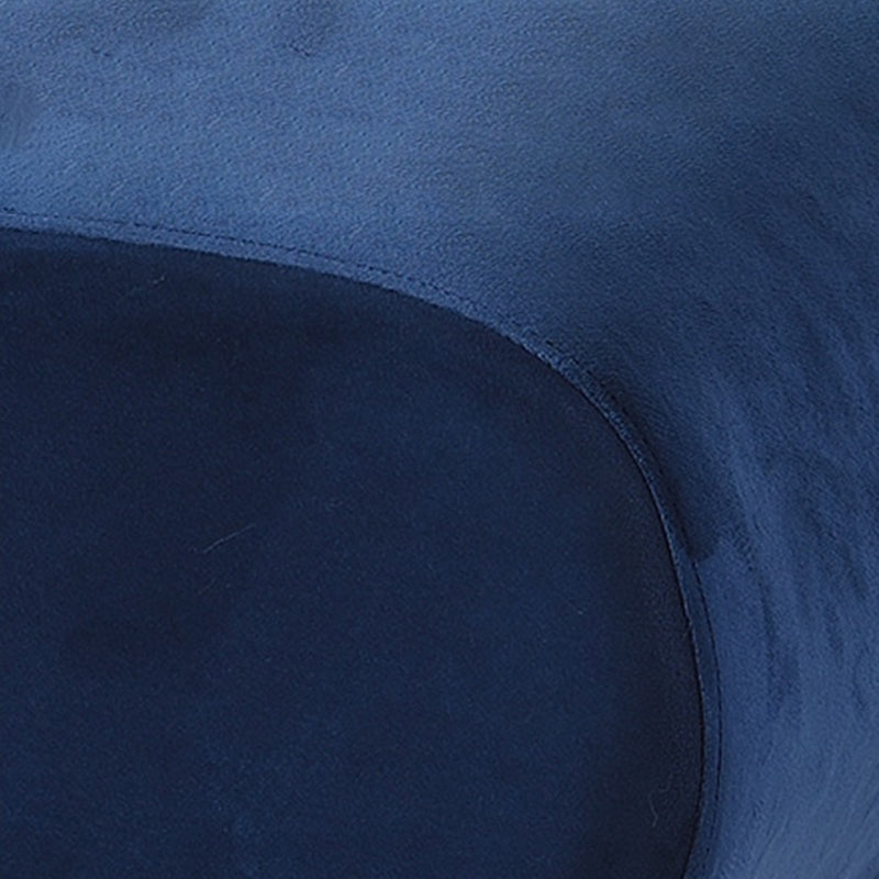 Modern Stain Resistant Standard Oval Dark Blue Velvet Indoor Pouf