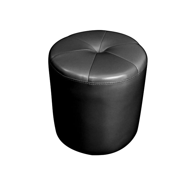 Classic Round Ottoman Pure Color Genuine Leather Water Resistant Ottoman Stool