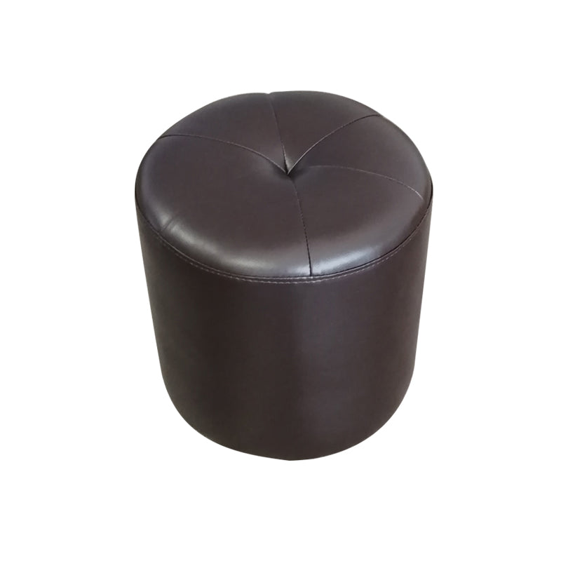 Classic Round Ottoman Pure Color Genuine Leather Water Resistant Ottoman Stool