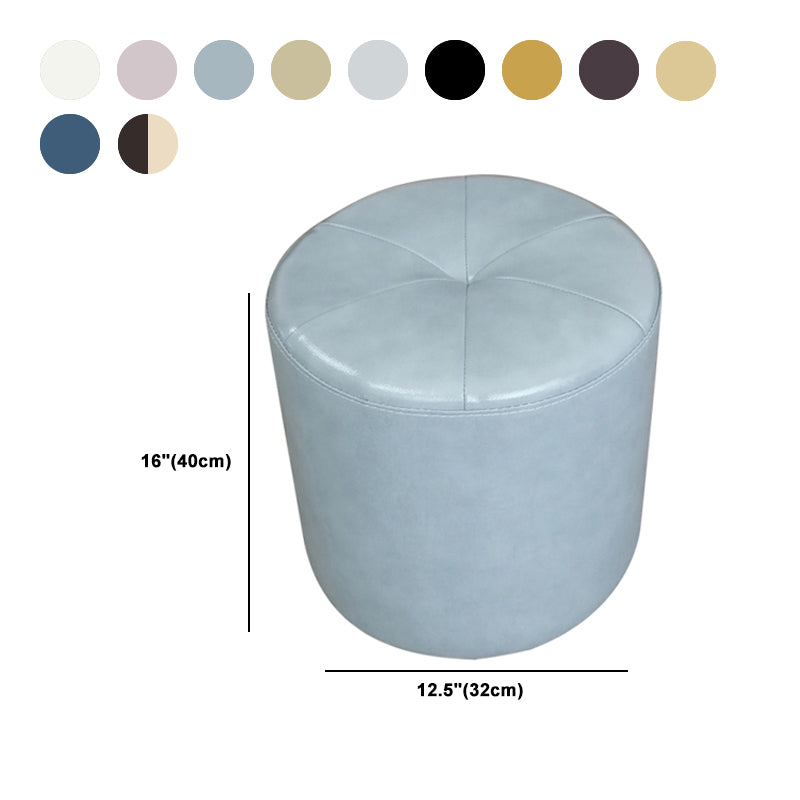 Classic Round Ottoman Pure Color Genuine Leather Water Resistant Ottoman Stool
