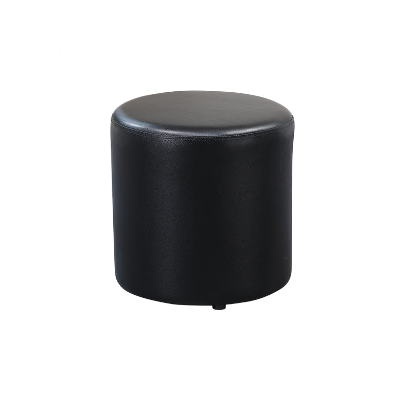 Minimalist Round Footstool Ottoman Solid Color Genuine Leather Ottoman