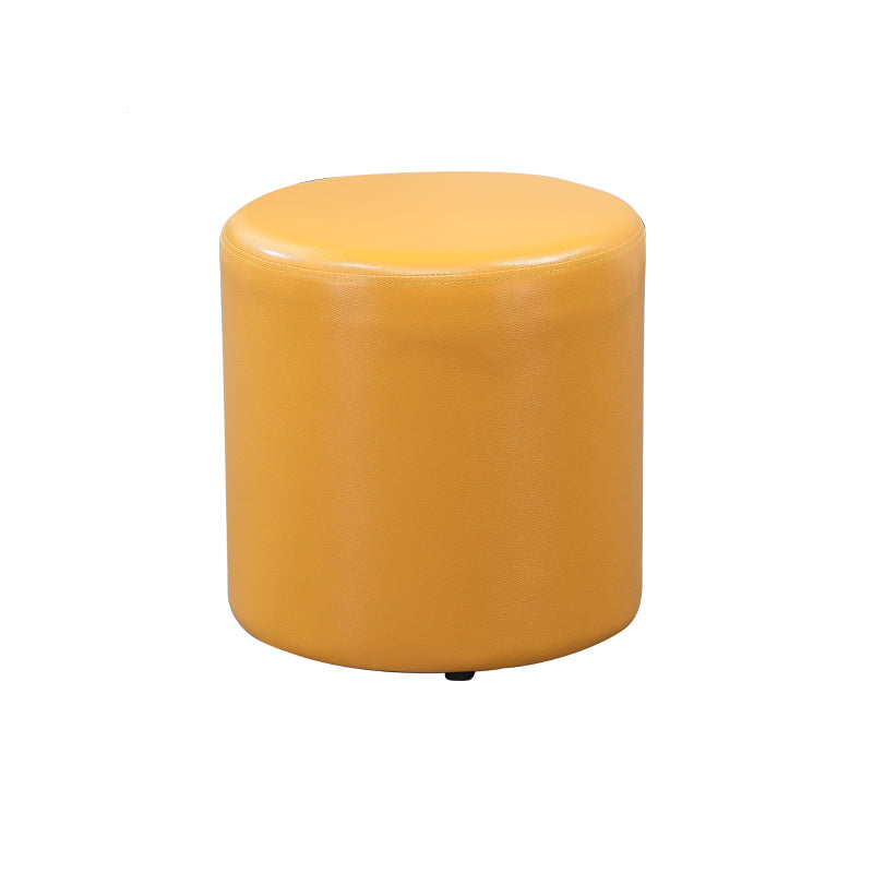 Minimalist Round Footstool Ottoman Solid Color Genuine Leather Ottoman