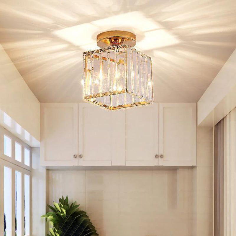 Contemporary Ceiling Light Crystal Ceiling Mounted Fixture for Hallway with Hole 3" Dia