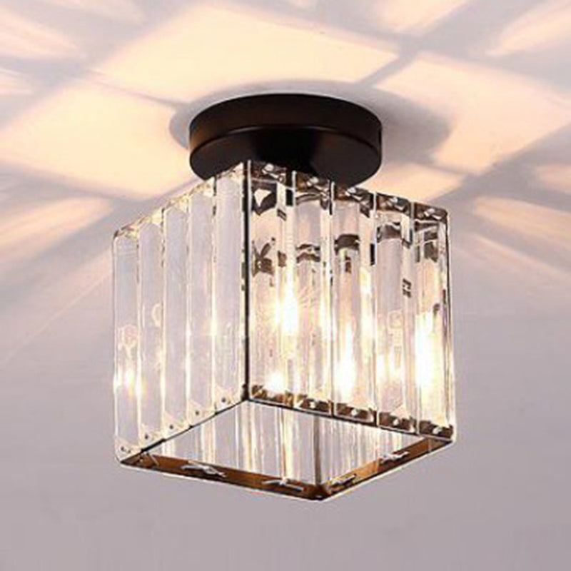 Contemporary Ceiling Light Crystal Ceiling Mounted Fixture for Hallway with Hole 3" Dia