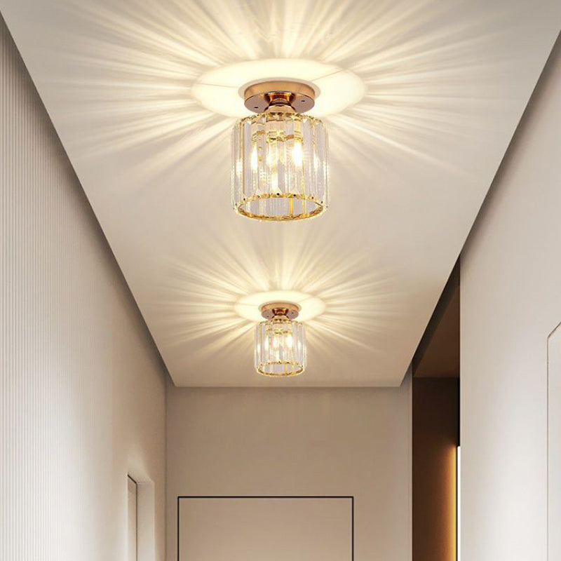 Contemporary Ceiling Light Crystal Ceiling Mounted Fixture for Hallway with Hole 3" Dia