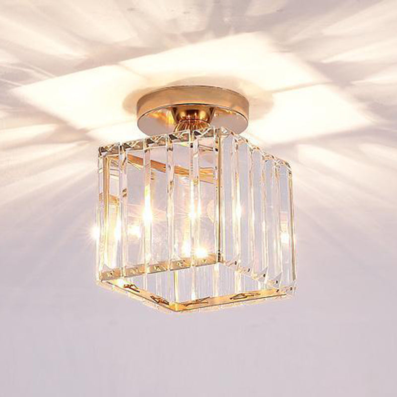 Contemporary Ceiling Light Crystal Ceiling Mounted Fixture for Hallway with Hole 3" Dia