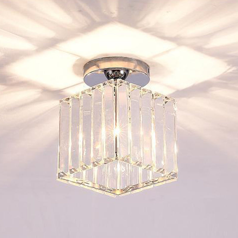 Contemporary Ceiling Light Crystal Ceiling Mounted Fixture for Hallway with Hole 3" Dia