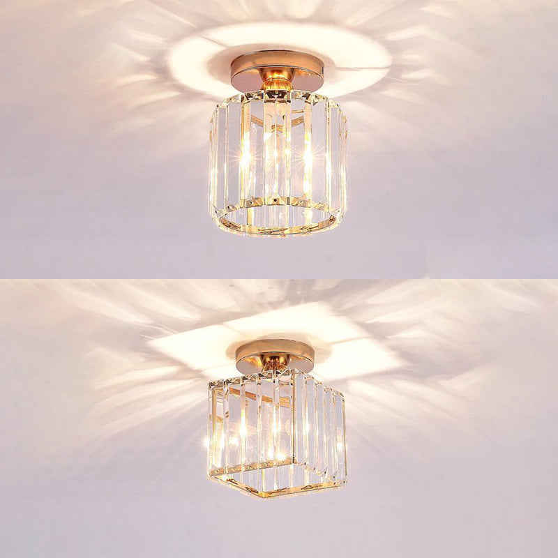 Contemporary Ceiling Light Crystal Ceiling Mounted Fixture for Hallway with Hole 3" Dia