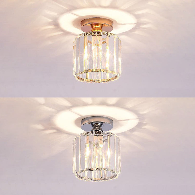 Contemporary Ceiling Light Crystal Ceiling Mounted Fixture for Hallway with Hole 3" Dia