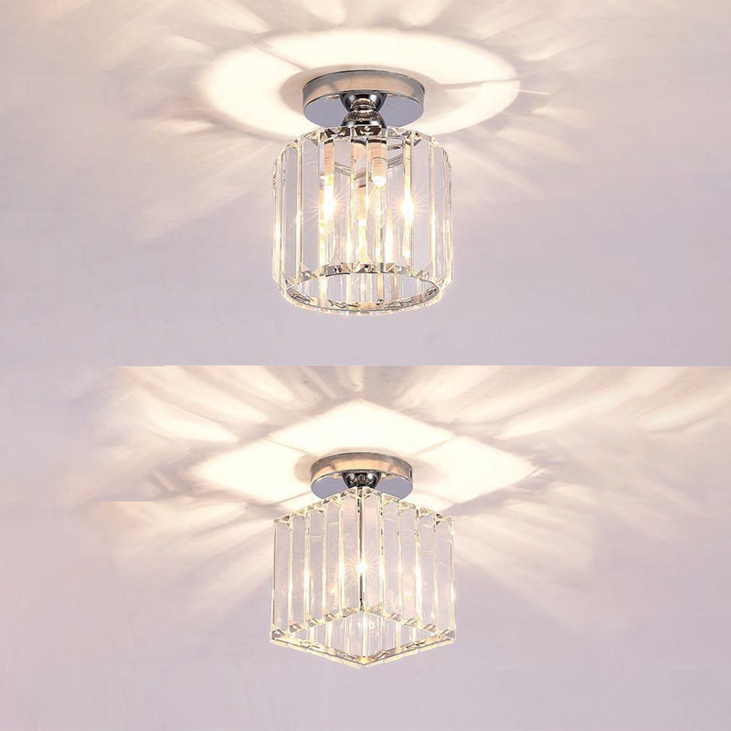 Contemporary Ceiling Light Crystal Ceiling Mounted Fixture for Hallway with Hole 3" Dia