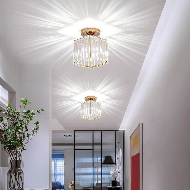 Contemporary Ceiling Light Crystal Ceiling Mounted Fixture for Hallway with Hole 3" Dia
