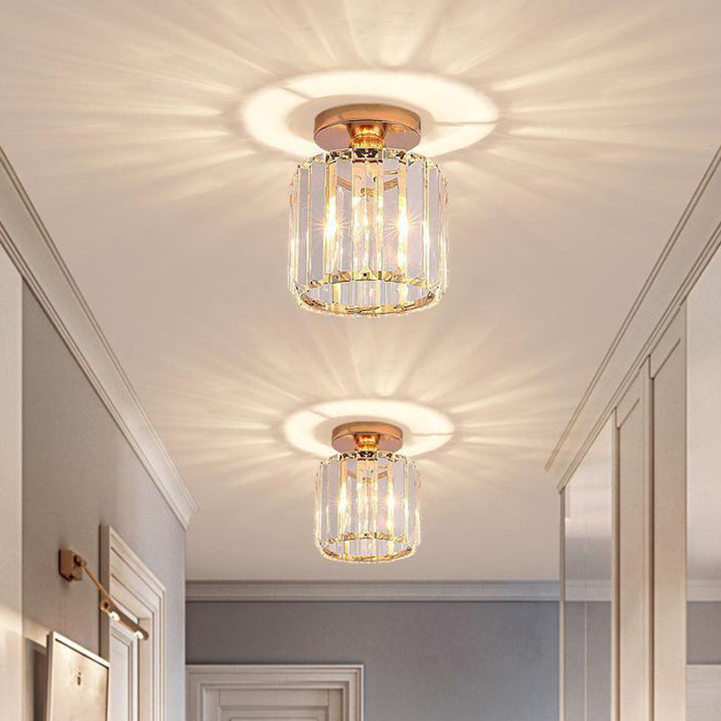Contemporary Ceiling Light Crystal Ceiling Mounted Fixture for Hallway with Hole 3" Dia