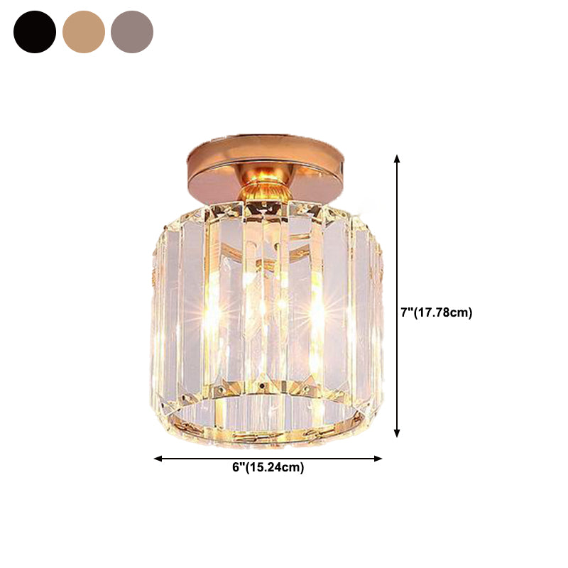 Contemporary Ceiling Light Crystal Ceiling Mounted Fixture for Hallway with Hole 3" Dia