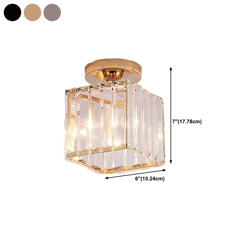 Contemporary Ceiling Light Crystal Ceiling Mounted Fixture for Hallway with Hole 3" Dia