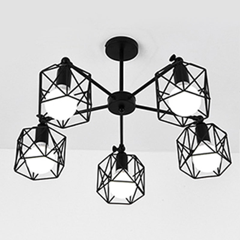 Nordic Style Ceiling Light Iron Frame Shape Adjustable Ceiling Lamp for Bedroom