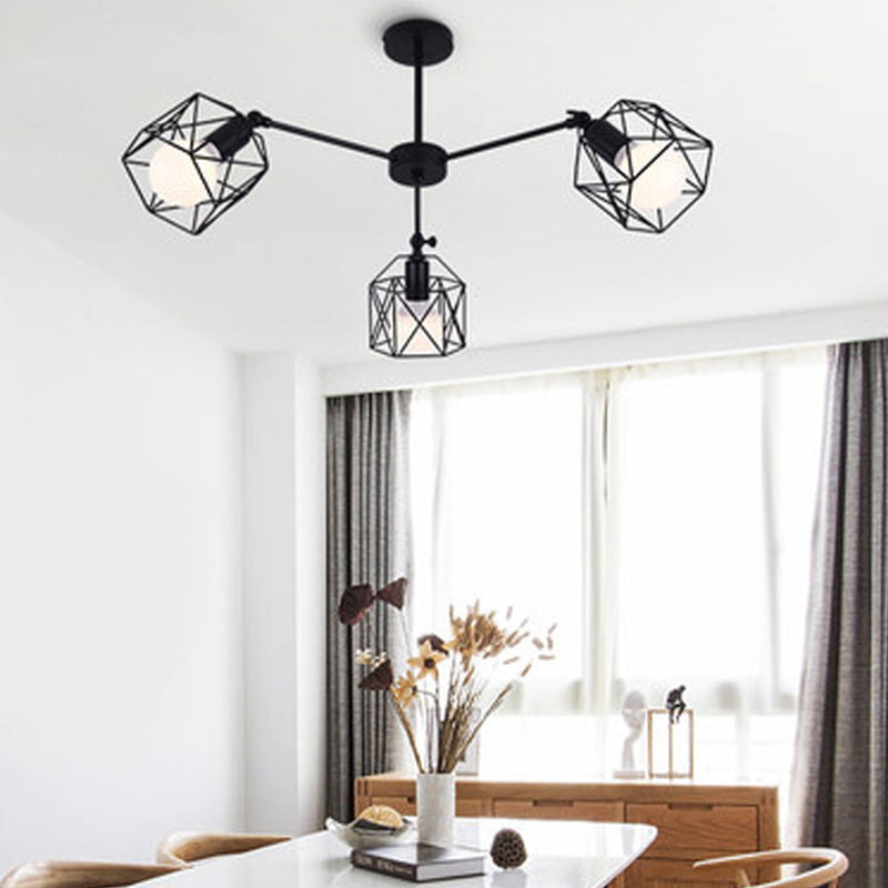Nordic Style Ceiling Light Iron Frame Shape Adjustable Ceiling Lamp for Bedroom