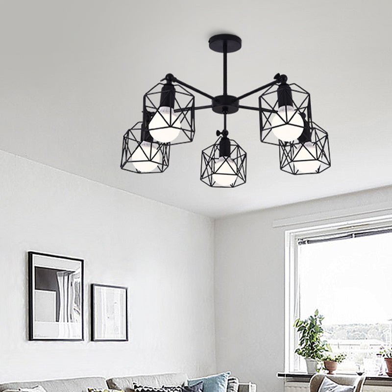 Nordic Style Ceiling Light Iron Frame Shape Adjustable Ceiling Lamp for Bedroom