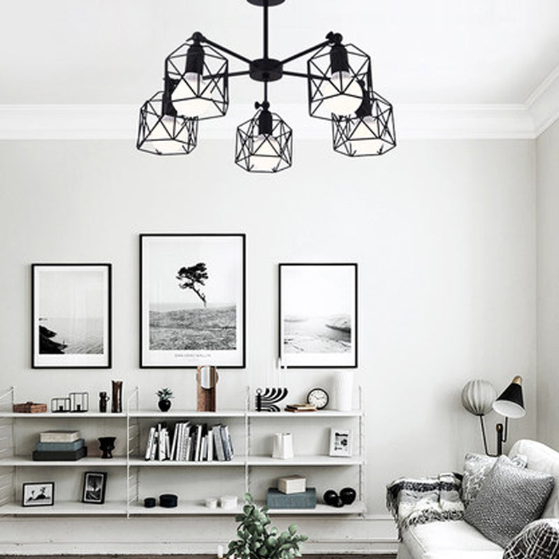 Nordic Style Ceiling Light Iron Frame Shape Adjustable Ceiling Lamp for Bedroom