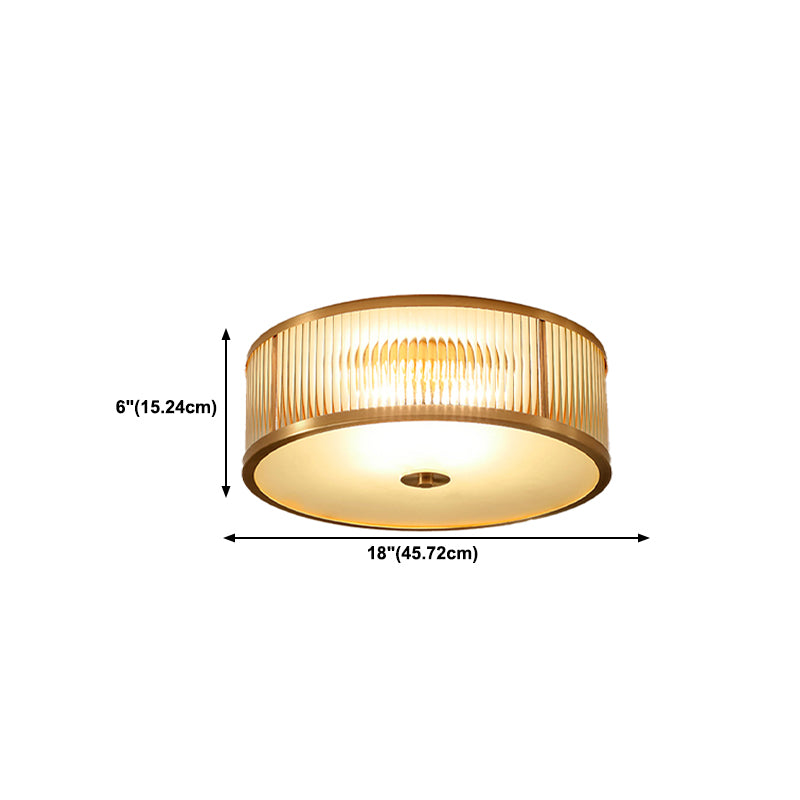 American Style Ceiling Light Cylinder Shape Ceiling Lamp with Glass Shade for Bedroom