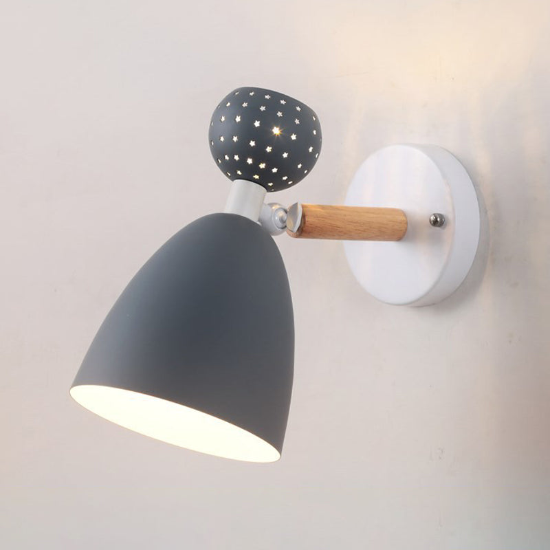 Contemporary Macaron Metal Wall Light Wood Lighting for Dining Room