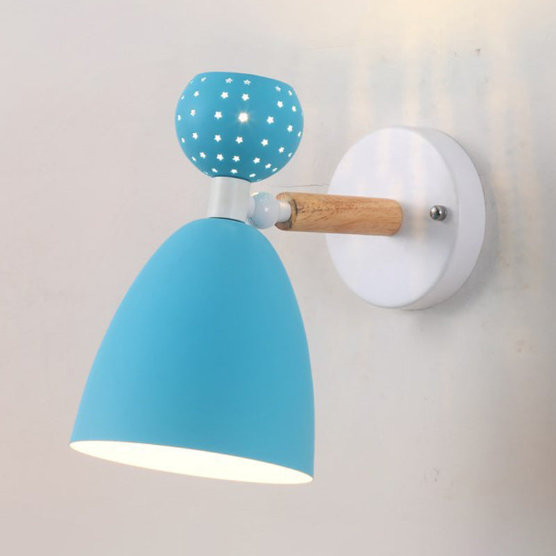 Contemporary Macaron Metal Wall Light Wood Lighting for Dining Room